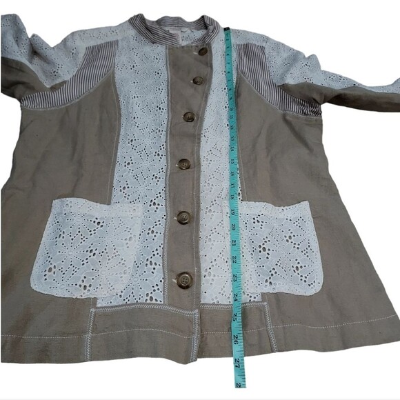 Sundance Mixed Media Eyelet Linen Boho Button-Down Jacket size 12 - Picture 7 of 7